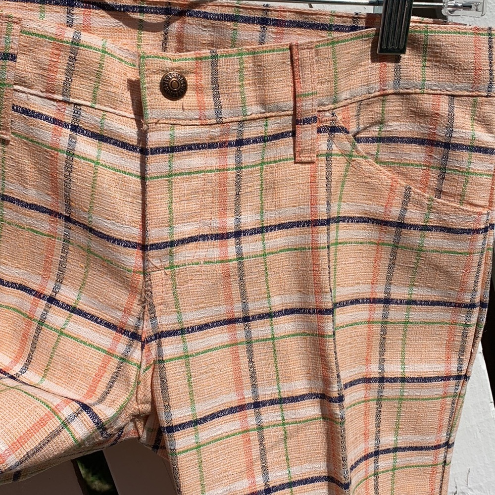 Levi’s plaid polyester pants 70’s sta-prest orange blue green - Picture 9 of 16